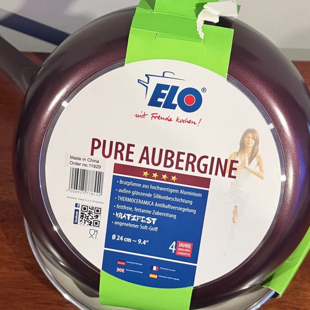 ELO Pure Aubergine 9.4in Ceramic Nonstick Induction Frying Pan Set of 2 Purple